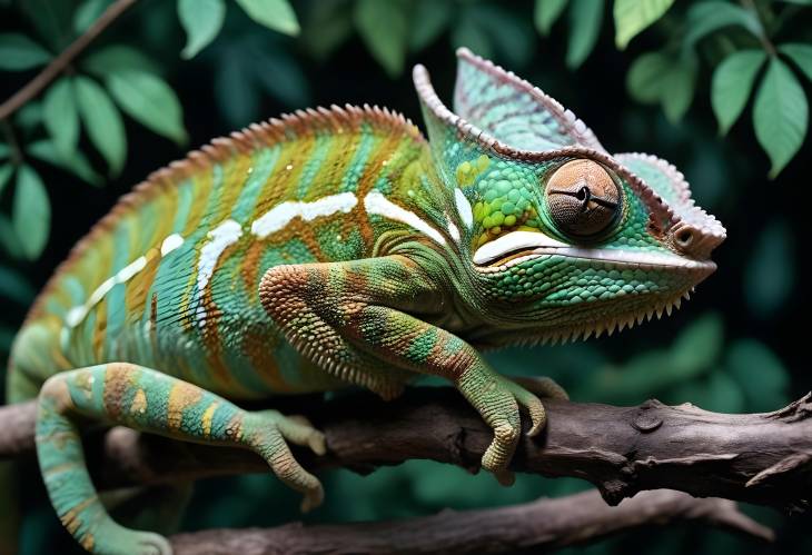 Dramatic Chameleon Portrait Against a Dark Backdrop